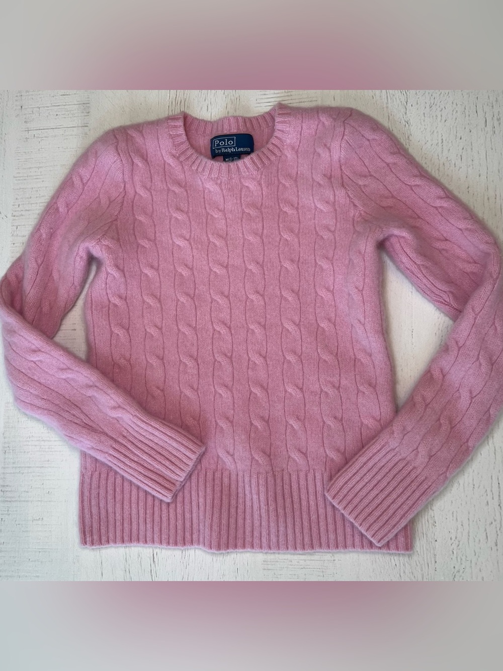 Polo Ralph Lauren Girls Pink Cable-Knit Cashmere Sweater